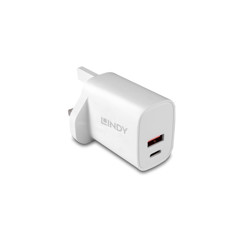 LINDY 73416 Power Adapter  USB  24 pin USB-C  20W  Fast Charge  Power Delivery 3.0  White