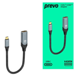 Prevo USBC-HDMI-ADA Display Converter Adapter  USB Type-C (M) to HDMI (F)  0.2m  Black & Silver  HDMI 2.0  Supports up to 4K@60H