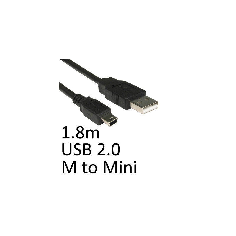 USB 2.0 A (M) to USB 2.0 Mini B (M) 1.8m Black OEM Data Cable