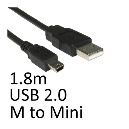 USB 2.0 A (M) to USB 2.0 Mini B (M) 1.8m Black OEM Data Cable