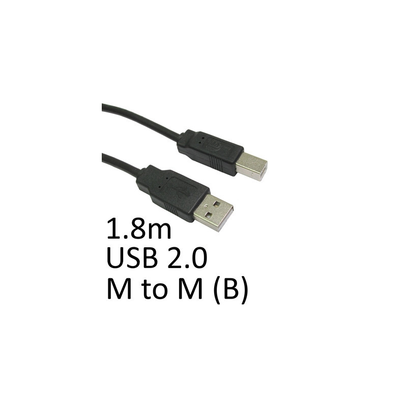 USB 2.0 A (M) to USB 2.0 B (M) 1.8m Black OEM Printer/Scanner Data Cable