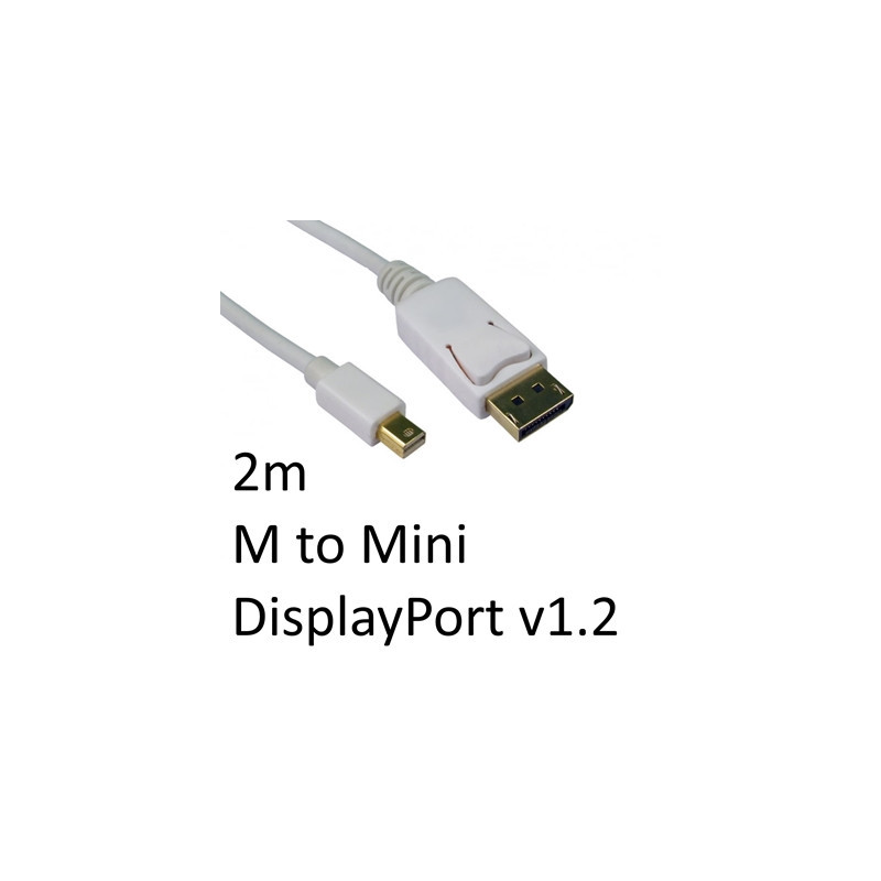 DisplayPort 1.2 (M) to Mini DisplayPort 1.2 (M) 2m White OEM Display Cable