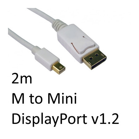 DisplayPort 1.2 (M) to Mini DisplayPort 1.2 (M) 2m White OEM Display Cable