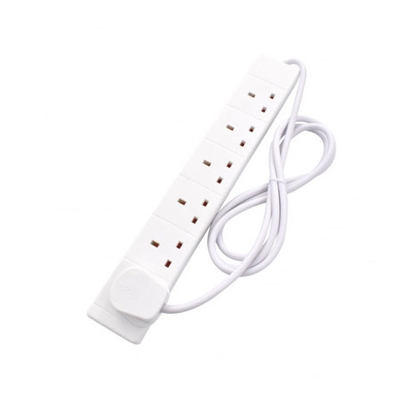 2m 6 Gang UK Mains Extension - White
