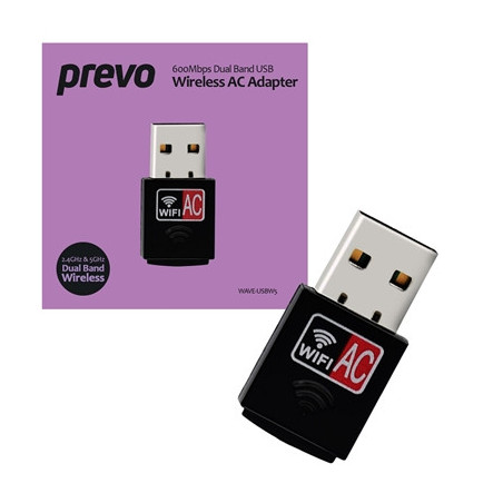 Prevo USBW5 600Mbps AC600 Dual Band USB Wireless AC Network Adapter
