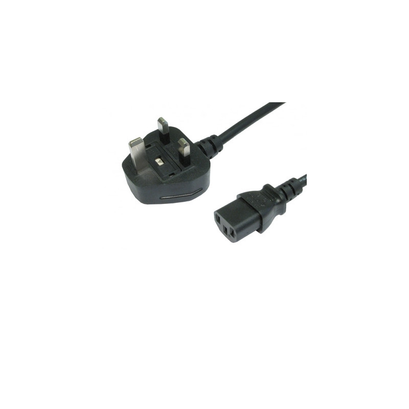 1.8m UK 3 Pin Plug To IEC C13 (Kettle) 5 Amp Fuse Mains Extension Cable - Black