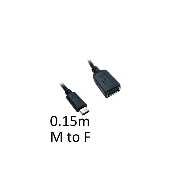 USB 3.0 A (F) to USB 3.1 C (M) 0.15m Black OEM Data Adapter