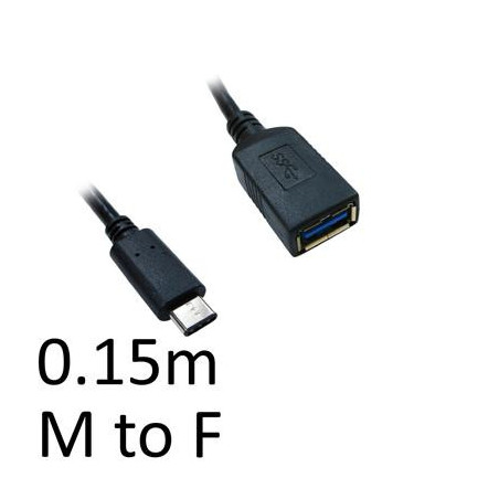 USB 3.0 A (F) to USB 3.1 C (M) 0.15m Black OEM Data Adapter