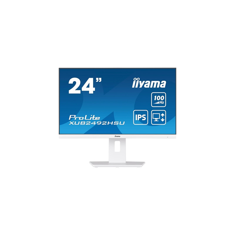iiyama 24 Inch IPS Monitor XUB2492HSU-W6  Height Adjustable  Full HD  100Hz  0.4ms  FreeSync  HDMI  Display Port  USB Hub  White