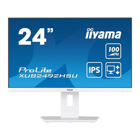 iiyama 24 Inch IPS Monitor XUB2492HSU-W6  Height Adjustable  Full HD  100Hz  0.4ms  FreeSync  HDMI  Display Port  USB Hub  White