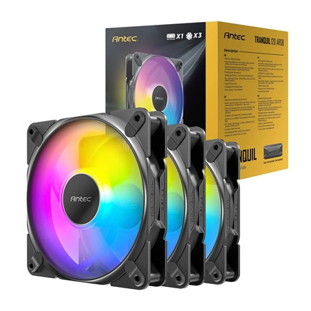 Antec Tranquil 120 ARGB 3-Pack Case Fans with Controller - 120mm High Performance PWM Fans with Addressable RGB Lighting and Fan