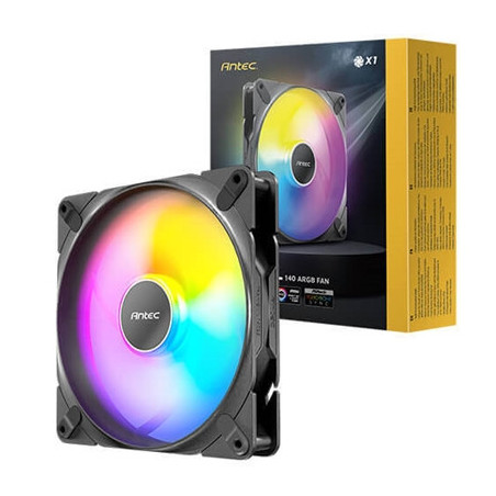 Antec Tranquil 140 ARGB PWM Case Fan - Fluid Dynamic Bearing  450-1500 RPM  Black