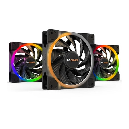 be quiet! Light Wings PWM High Speed Addressable RGB Fan Pack  120mm  2500RPM  4-Pin PWM Fan & 3-Pin ARGB Connectors  Black Fram