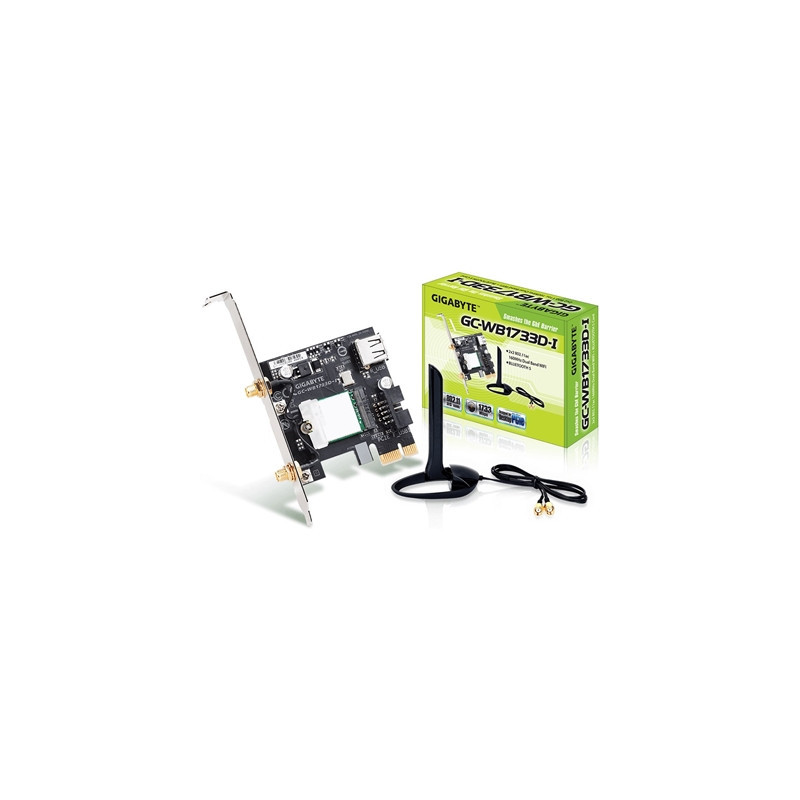 Gigabyte GC-WB1733D-I Intel Wireless AC1750 Dual Band PCI-Express WiFi Card with Bluetooth 5.0 c/w Antenna
