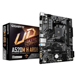 Gigabyte A520M H ARGB AMD AM4 Socket Motherboard  Micro-ATX  2x DDR4 Slots  1x M.2 Socket  GbE LAN  1x DisplayPort / 1x HDMI Por