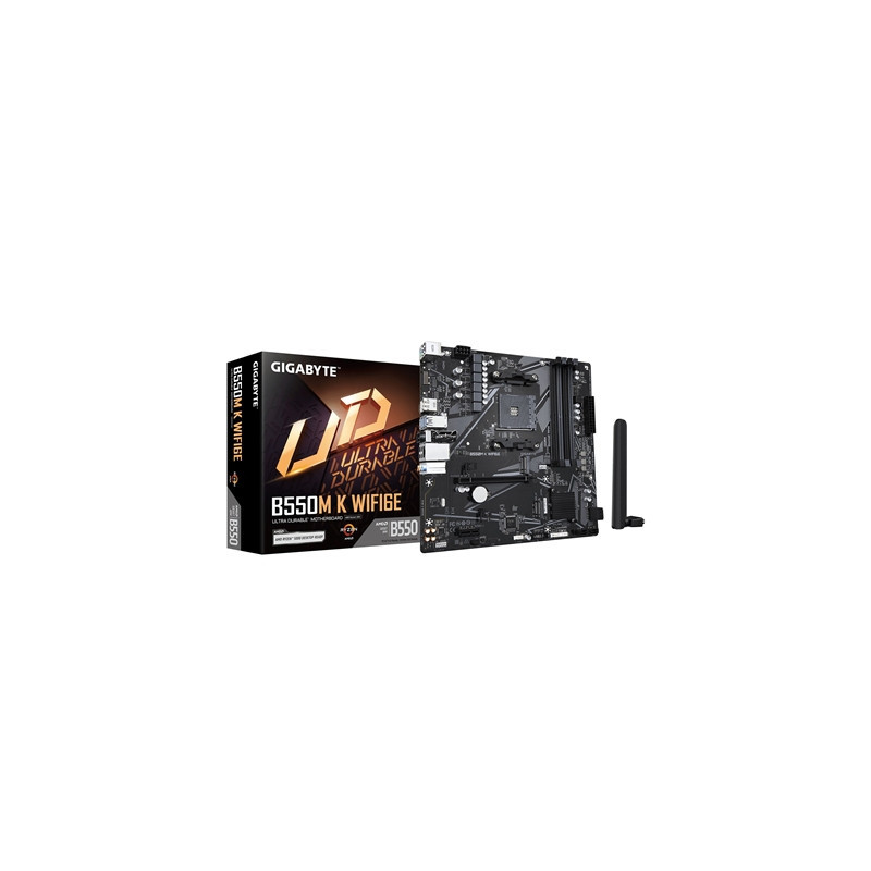 Gigabyte B550M K WIFI6E AMD AM4 Socket Motherboard  Micro-ATX  4x DDR4 Slots  2x M.2 Socket  GbE LAN  Wi-Fi 6E  1x DisplayPort /