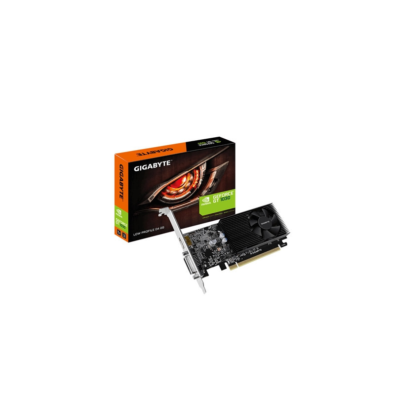 Gigabyte NVIDIA GeForce GT 1030 2GB DDR4 Low Profile Graphics Card  384 CUDA Cores  1379 MHz Core Clock  Single Fan  1x DVI-D / 