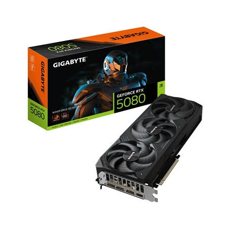 Gigabyte NVIDIA GeForce RTX 5080 WINDFORCE OC SFF 16GB GDDR7 Graphics Card  10752 CUDA Cores  2670 MHz Core Clock  Triple Fan  3