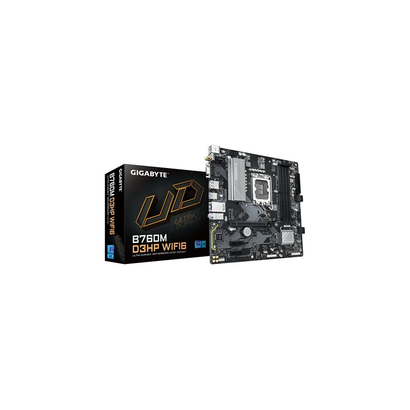 Gigabyte B760M D3HP WIFI6 Intel 1700 Socket Motherboard  Micro-ATX  4x DDR5 Slots  2x M.2 Sockets  GbE LAN  Wi-Fi 6  1x D-Sub / 