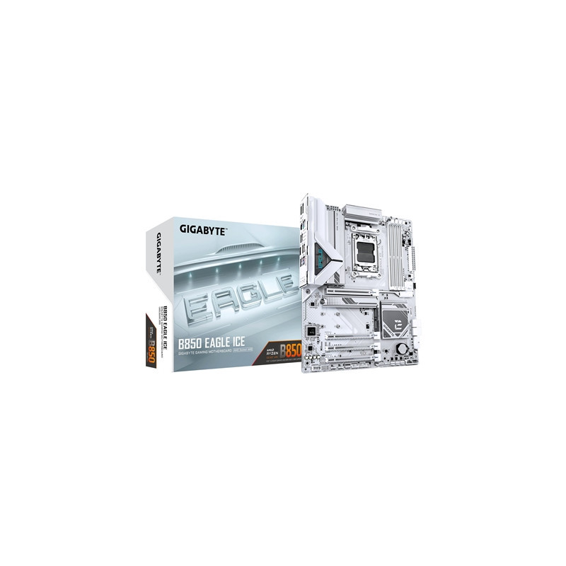 Gigabyte B850 EAGLE ICE AMD AM5 Socket Motherboard  ATX  4x DDR5 Slots  3x M.2 Socket  Fitted I/O Shield  2.5GbE LAN  1x Display