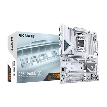 Gigabyte B850 EAGLE ICE AMD AM5 Socket Motherboard  ATX  4x DDR5 Slots  3x M.2 Socket  Fitted I/O Shield  2.5GbE LAN  1x Display
