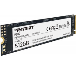 Patriot P300 (P300P512GM28) 512GB NVMe SSD  M.2 Interface  PCIe Gen3  2280  Read 1700MB/s  Write 1100MB/s  3 Year Warranty
