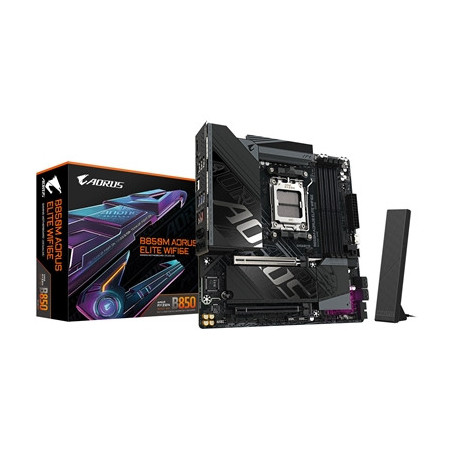 Gigabyte B850M AORUS ELITE WIFI6E AMD AM5 Socket Motherboard  Micro-ATX  4x DDR5 Slots  2x M.2 Socket  Fitted I/O Shield  2.5GbE