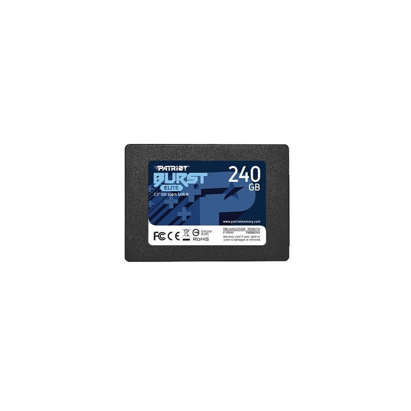 Patriot Elite (PBE240GS25SSDR) 240GB 2.5 Inch SSD  Sata 3 Interface  Read 450MB/s  Write 320MB/s 3 Year Warranty