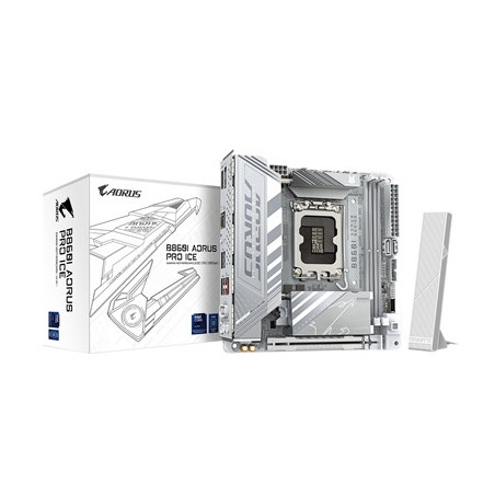 Gigabyte B860I AORUS PRO ICE Intel 1851 Socket Motherboard  Mini-ITX  2x DDR5 Slots  2x M.2 Sockets  Fitted I/O Shield  2.5GbE L