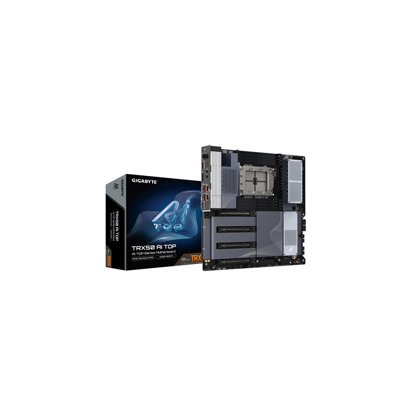 Gigabyte TRX50 AI TOP AMD sTR5 Socket Motherboard  E-ATX  8x DDR5 Slots  4x M.2 Sockets  Fitted I/O Shield  2x 10GbE LAN  Wi-Fi 