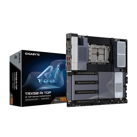 Gigabyte TRX50 AI TOP AMD sTR5 Socket Motherboard  E-ATX  8x DDR5 Slots  4x M.2 Sockets  Fitted I/O Shield  2x 10GbE LAN  Wi-Fi 