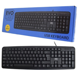Evo Labs KD-101LUK Wired Keyboard  USB Plug and Play  Full Size  Qwerty UK Layout  Ideal for Home or Office  Black