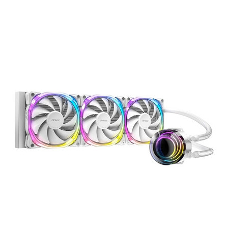 ANTEC Vortex 360 ARGB AiO Liquid CPU Cooler  White  Universal Socket  360mm Radiator  PWM 2000RPM Fusion ARGB Cooling Fans  Addr