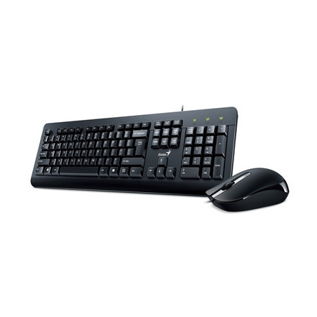 Genius KM-160 Wired Keyboard and Mouse Combo Set  USB Plug and Play  Spill resistant  Full Size UK Layout with Low Profile Keys 