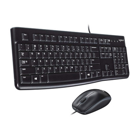 Logitech MK120 Wired Keyboard and Mouse Combo for Windows  Optical Wired Mouse  Full-Size Keyboard  USB Plug-and-Play  Compatibl