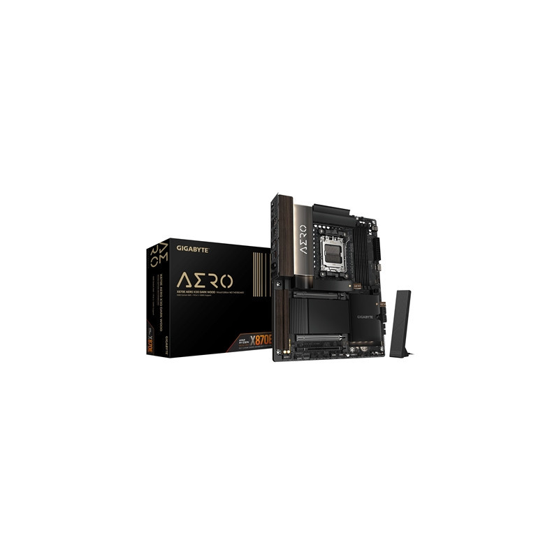 Gigabyte X870E AERO X3D DARK WOOD AMD AM5 Socket Motherboard  ATX  4x DDR5 Slots  4x M.2 Sockets  Fitted I/O Shield  2x 5GbE LAN