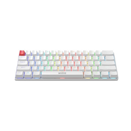 Marvo Scorpion KG933G Saber 61 Wired Mechanical RGB 60% UK Layout Gaming Keyboard (White)