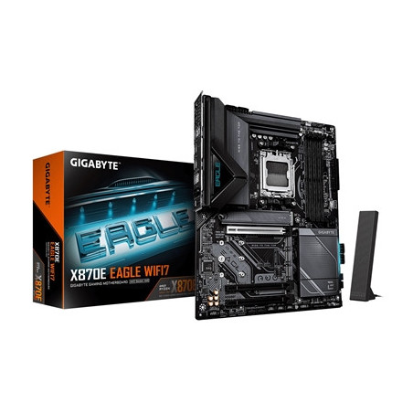 Gigabyte X870E EAGLE WIFI7 AMD AM5 Socket Motherboard  ATX  4x DDR5 Slots  4x M.2 Socket  Fitted I/O Shield  5GbE LAN  Wi-Fi 7  