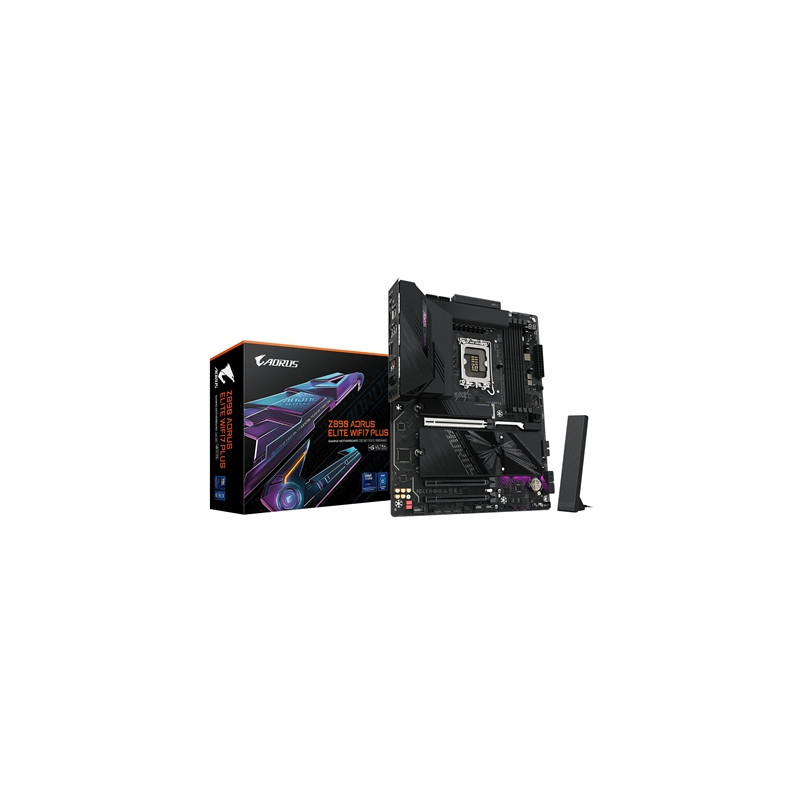 Gigabyte Z890 AORUS ELITE WIFI7 PLUS Intel 1851 Socket Motherboard  ATX  4x DDR5 Slots  4x M.2 Sockets  Fitted I/O Shield  5GbE 