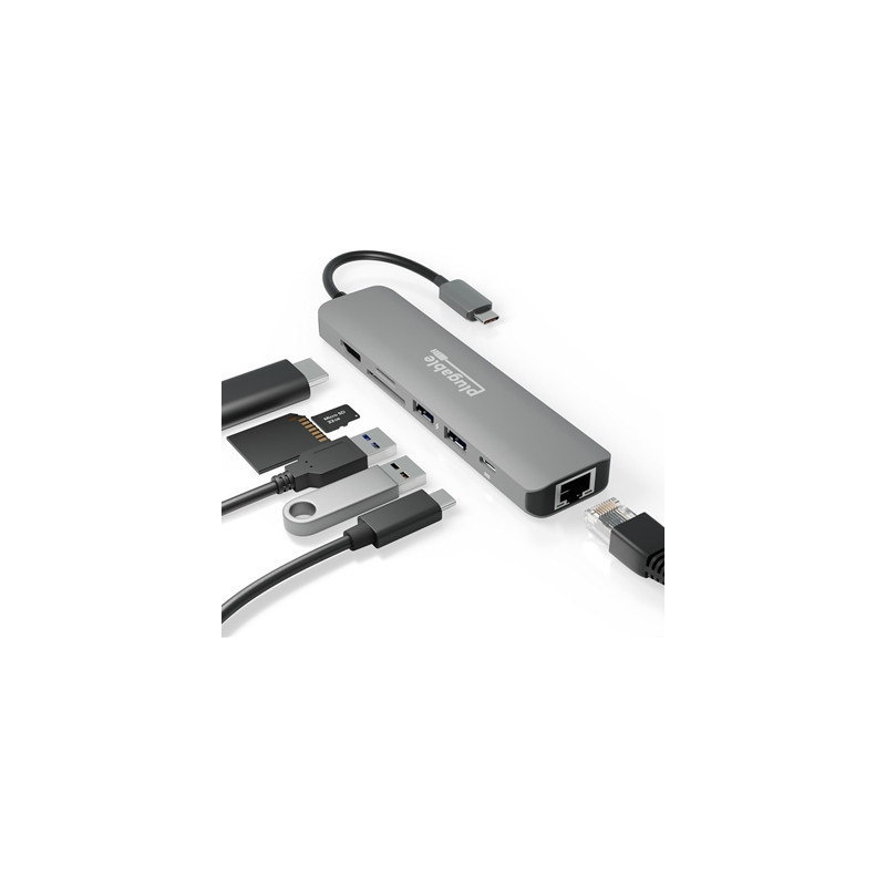 Plugable USBC-7IN1E Portable USB-C Ethernet Docking Station