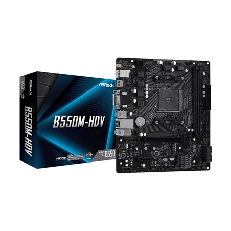 ASRock B550M-HDV AMD AM4 Socket Motherboard  Micro-ATX  2x DDR4 Slots  1x M.2 Socket  GbE LAN  1x D-Sub / 1x DVI-D / 1x HDMI Por