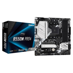 ASRock B550M Pro4 AMD AM4 Socket Motherboard  Micro-ATX  4x DDR4 Slots  2x M.2 Sockets  GbE LAN  1x D-Sub / 1x DisplayPort / 1x 