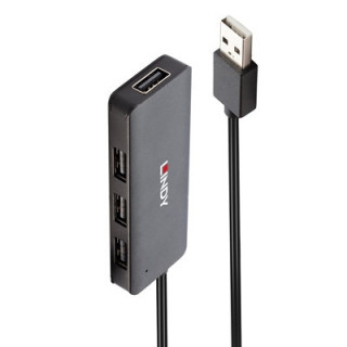 LINDY 42986 4 Port USB Hub  4 x USB 2.0 Type-A (F) Ports  Supports Data Transfer Rates of up to 480 Mbps  Plug and Play Installa