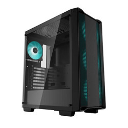 DeepCool CC560 Case V2  Gaming  Black  Mid Tower  1 x USB 3.0 / 1 x USB 2.0  Tempered Glass Side Window Panel  DeepCool Blue LED