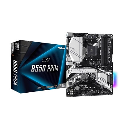 ASRock B550 Pro4 AMD AM4 Socket Motherboard  ATX  4x DDR4 Slots  2x M.2 Sockets  GbE LAN  1x D-Sub / 1x HDMI Port