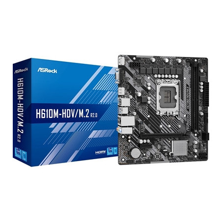 ASRock H610M-HDV/M.2 R2.0 Super Alloy Intel 1700 Socket Motherboard  Micro-ATX  2x DDR4 Slots  1x M.2 Socket  GbE LAN  1x D-Sub 