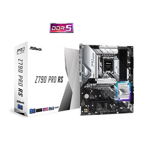 ASRock Z790 Pro RS Intel 1700 Socket Motherboard  ATX  4x DDR5 Slots  4x M.2 Sockets  Fitted I/O Shield  2.5GbE LAN  1x DisplayP