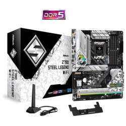 ASRock Z790 Steel Legend WiFi Intel 1700 Socket Motherboard  ATX  4x DDR5 Slots  5x M.2 Sockets  Fitted I/O Shield  2.5GbE LAN  