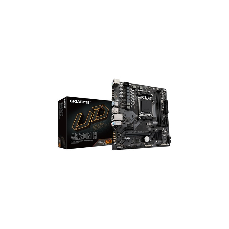 Gigabyte A620M H Ultra Durable AMD AM5 Socket Motherboard  Micro-ATX  2x DDR5 Slots  1x M.2 Socket  GbE LAN  1x DisplayPort / 1x