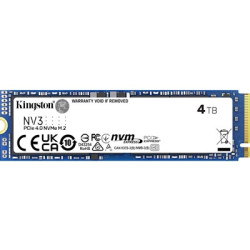 Kingston NV3 (SNV3S/4000G) 4TB NVMe SSD  M.2 Interface  PCIe Gen4  2280  Read 6000 MB/s  Write 5000 MB/s  3 Year Warranty